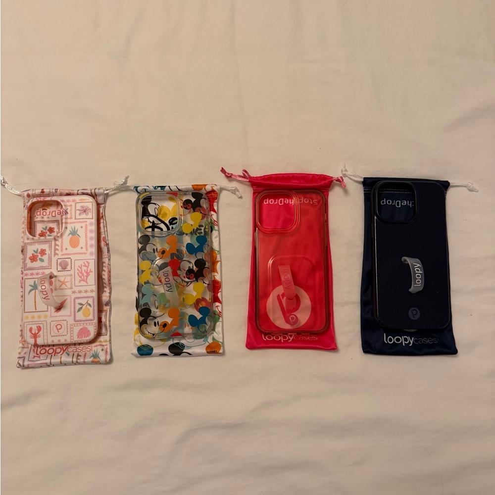 Loopy Cases - iPhone 14 Pro Max - Pink, Navy, Seaside Stamps, Colorful Mickeys